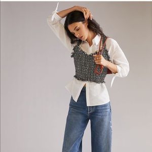 Anthropologie Layered Tweed Tank Set- White blouse ONLY
